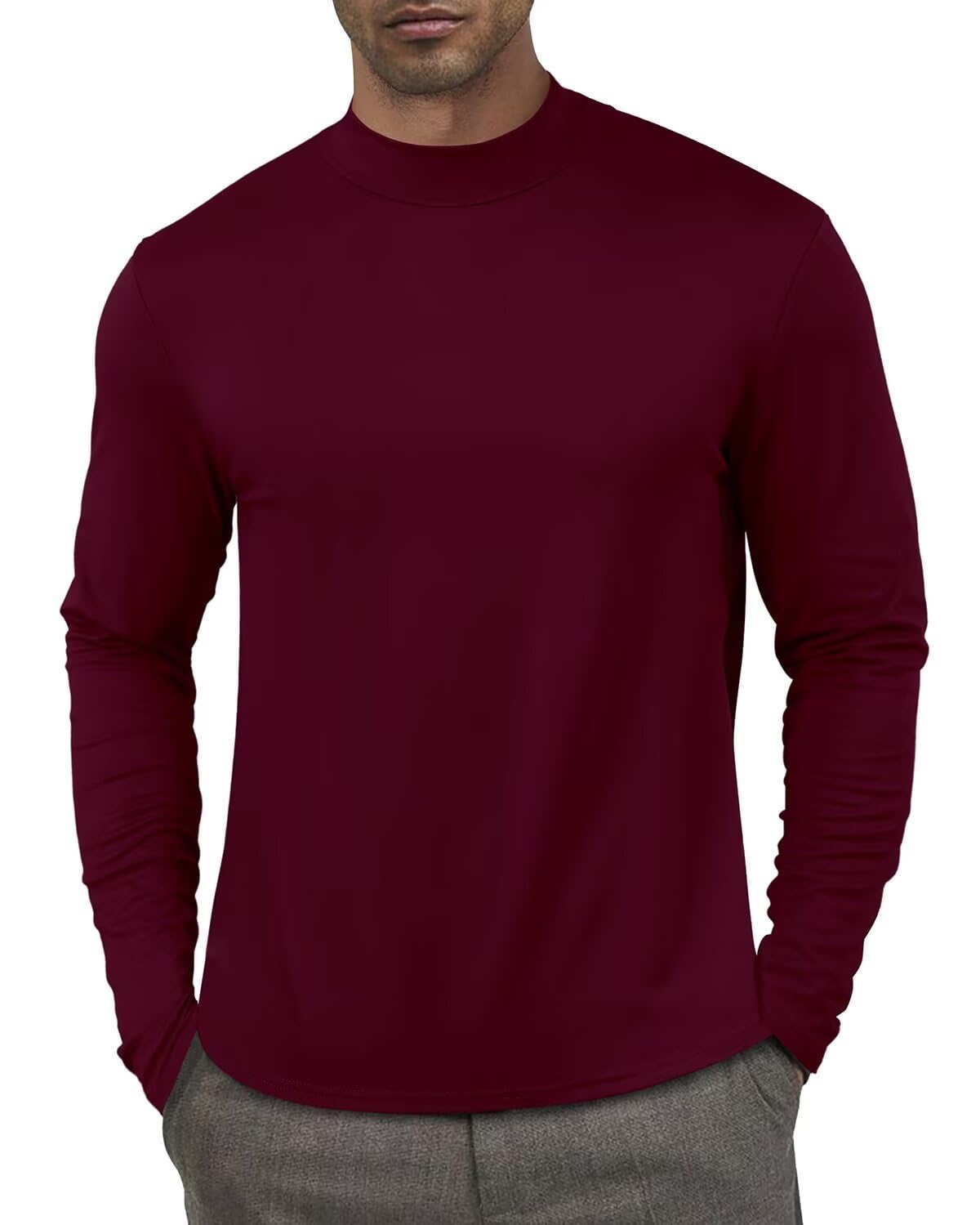 Men's Fashion Shirts Long Sleeve Mock Turtleneck T-Shirts Casual Thermal Undershirt Tops