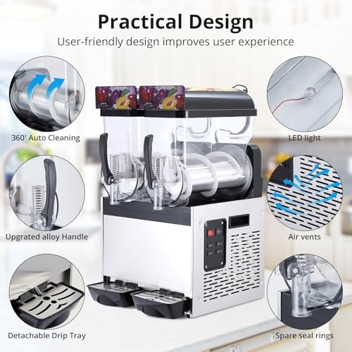 Image of Acekool Commercial Slushy Machine, 30L /8 Gal Frozen Margarita Machine, Self-Cleaning, 700W Stainless Steel Slushy Machine for Snow Melts, Cocktails, Homes, Coffee Shops, Restaurants