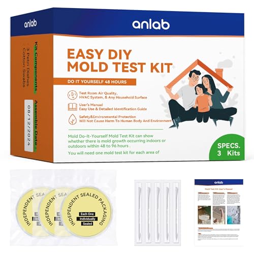 anlab™ Schimmel-Test-Set für zu Hause – Schimmeldetektor zum Selbermachen | Testen Sie HLK-Systeme | Oberflächen zu Hause | Luftqualitätsprüfset für den Innenbereich – Identifikationsanleitung