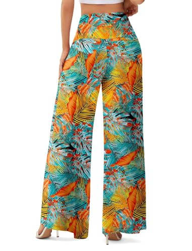 JZC Women's Palazzo Lounge Pants Stretchy Wide Leg Casual Pants Comfy High Waist Flowy Pants S-3XL