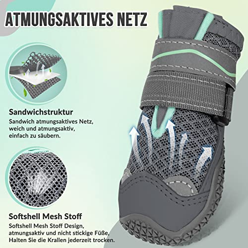 SlowTon Hundeschuhe Pfotenschutz, 2 Stück wasserdichte Hunde Schuhe Outdoor mit Rutschfester Sohle, reflektierendem Klettverschluss Hundestiefel für kleine mittlere große Hunde Winter