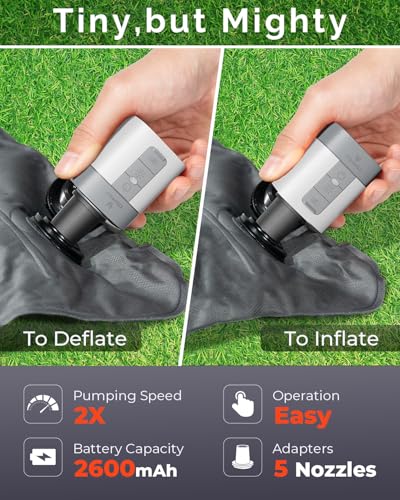 Image of ETENWOLF AIR 3 Air Pump for Inflatables with 2600 mAh Battery & Camping Light, Ultra-Fast and Mini Electric Air Pump, Inflate Deflate for Air Mattress, Pool Floats, Vacuum Storage Bags