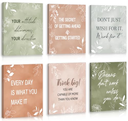 Image of CHDITB Motivational Quotes Framed Canvas Wall Art,Uplifting Office Decor | Boho Botanical Art Prints,Inspirational Positive Sayings Posters,Aesthetic Artwork For Office Bedroom Classroom Decor 12 inchx16 inch