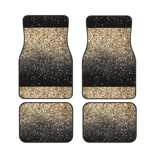 Alfombrillas para coche universales juego de 4 piezas antideslizantes de neopreno negro dorado