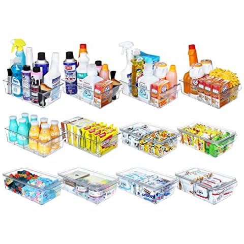 KAMOTA 12 Pack Refrigerator Organizer Bins Cover