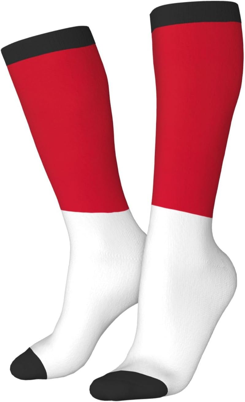 Flag Of Monaco Print Adult Socks, Elastic Stretch Socks,Soft Breathable For Daily Sports Casual Wear
