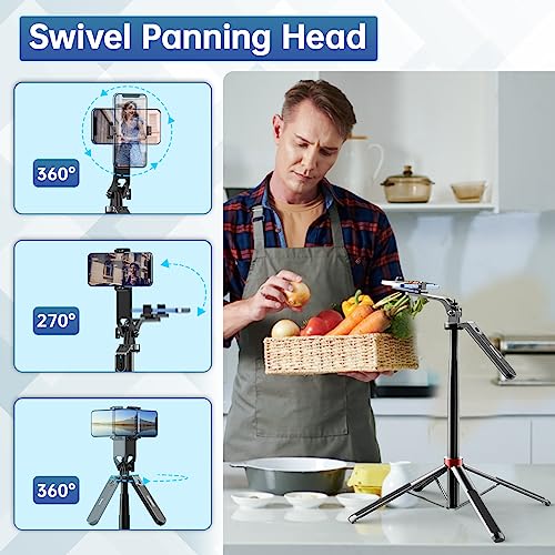 Image of ULANZI MA09 Extendable Phone Tripod, 71 inch Selfie Stick Phone Vlog Tripod Stand Quadrapod with All in 1 Phone Clip, Travel Tripod Phone Holder with Rechargeable Remote for iPhone Sony Canon GoPro | Cell Phone Tripod Stand w rechargeable remote, Handheld Shooting, 360 Rotating, 1 /4'' Screw for Selfie Video, iPhone Android
