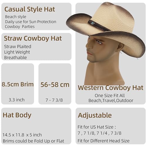Image of Cowboy Hat for Women, Western Cowgirl Hat, Classic Straw Cattleman Cowboy Hat