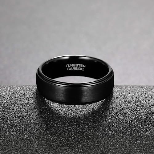 thumbnail: Wolfraamcarbide Ring Voor Hem & Haar - Zwart, Mat, 6mm Of 8mm Breed, Perfect Als Trouw- Of Belofte Ring