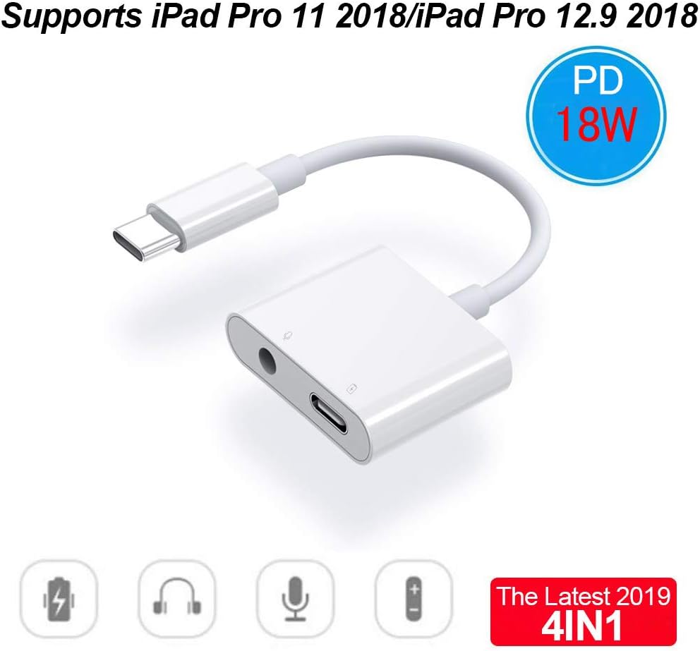 Zarsson USB C Headphone Adapter, USB Type C Audio Adapter 3.5mm Jack Earphone Adaptor Fast Charging Hi-Res Stereo Aux Cable for Google Pixel 3, 3XL/2, 2XL, Xiaomi, Huawei, iPad Pro 2018