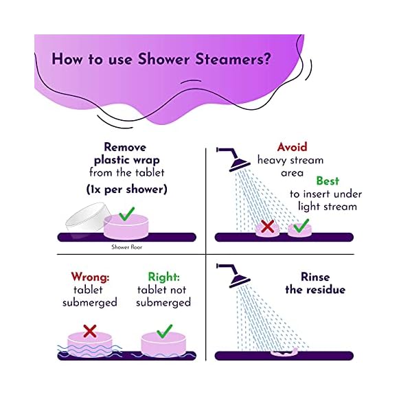 Cleverfy-Aromatherapy-Shower-Steamers-Variety-Pack-of-6-Shower-Bombs-with-Essential-Oils-Purple-Set-Lavender-Watermelon-Grapefruit-Menthol-Eucalyptus-Vanilla-Sweet-Orange-Peppermint Cleverfy Shower Steamers Aromatherapy - Variety Pack of 6 Shower Bombs with Essential Oils. Self Care Christmas Gifts for Women and Stocking Stuffers for Adults and Teens. Purple Set