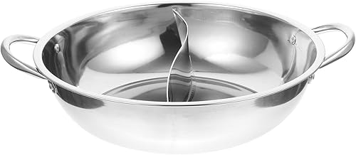 Hemoton Divisores de cocina de acero inoxidable del pote caliente del pote caliente del doble del sabor convenientes para la capacidad grande
