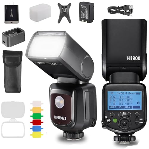 Jinbei HI-900 Speedlite Camera Flash, 2.4G HSS1/8000 high-Speed sync, 2500mAh Large-Capacity Battery GN60, 80Ws Power Compatible with Canon, Nikon, Fuji, Panasonic, Olympus Digital SLR Cameras