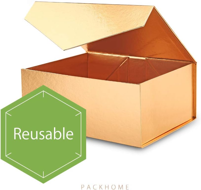 Uр Tо 40% оƒƒ PACKHOME Gift Box 9.5x7x4 Inches, Bridesmaid Box, Rectangle Collapsible Box with Magnetic Lid for Gift Packaging (Glossy Gold) Suреr Brаndѕ PACKHOME Gift Box 9.5x7x4 Inches, Bridesmaid Box, Rectangle Collapsible Box with Magnetic Lid for Gift Packaging (Glossy Gold)