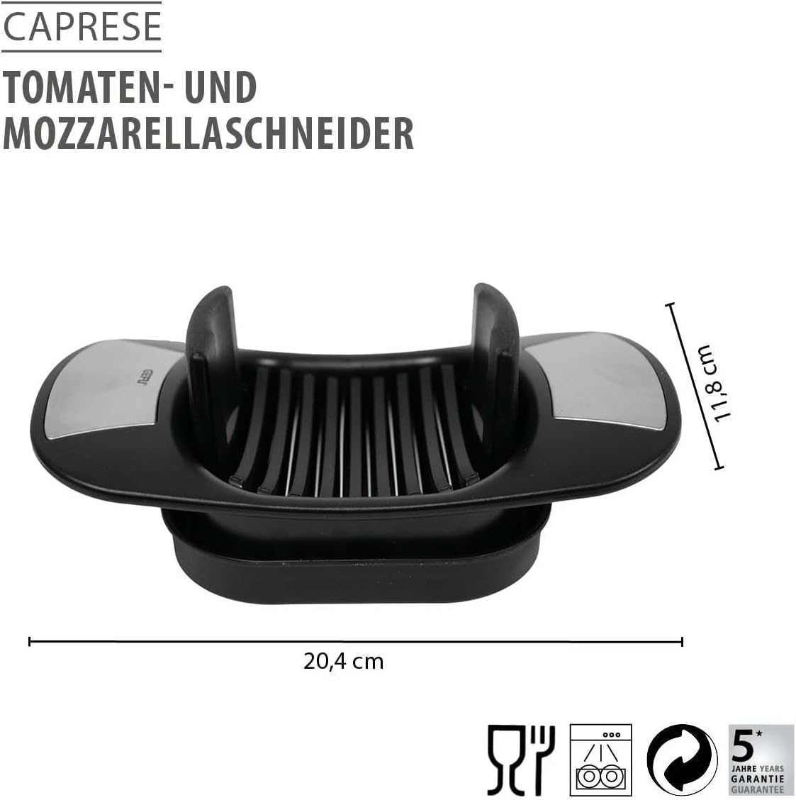 GEFU Tomato and Mozzarella Slicer CAPRESE - Slicer for Tomatoes and Mozzarella - with Toothed Special Knives
