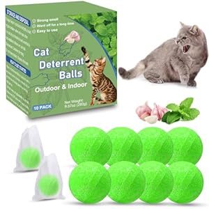 Cat Deterrent Outdoor, Preventing Cats and Dogs from Peeing, 10 Pack Natural Peppermint Oil Cat Deterrent Ball Outdoor Indoor Keep Cats Out of Yard Garden Lawn, Guard Against Scratch and Chew