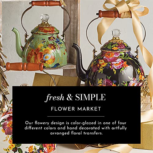 Mackenzie-Childs Flower Market Enamel Colander, Kitchen Sink Strainer, Large, Black #TOP2