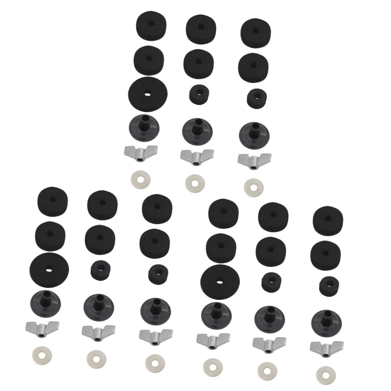 TOYANDONA 54piezas Accesorios De Batería De Percusión Almohadillas De Platillo Arandelas Tubos y Base Para Soportes De Platillos
