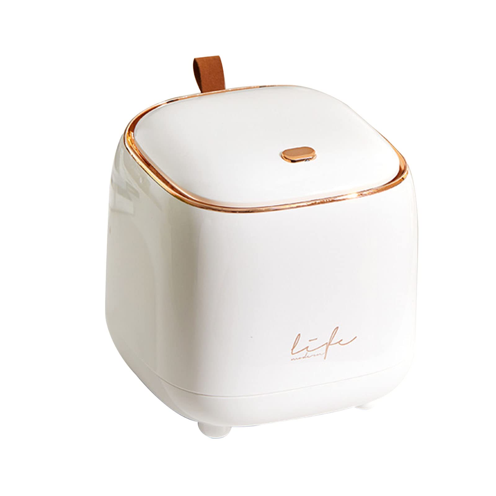 Jazuaiao Desktop Bin Small Trash Can with Lid Double Layer Garbage Press Case for Kitchen Bedroom Home Trash for Car