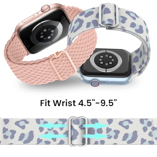 Image of Delidigi Stretchy Bands Compatible for Apple Watch Band Women 40mm 38mm 41mm 42mm 44mm 45mm 46mm 49mm, Nylon Braided Straps for iWatch Series 11 10 9 8 7 6 SE 5 4 3 Ultra 3 2 1
