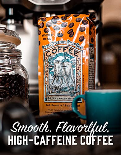 Raven's Brew Coffee High Caffeine Coffee Dark Roast Whole Bean – Three Peckered Billy Goat 12oz