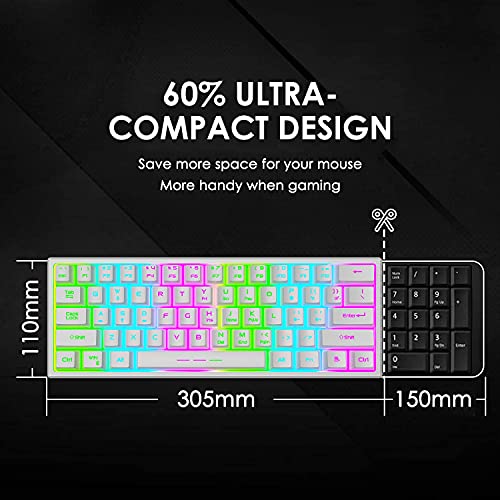 Image of Wireless Gaming Keyboard and Mouse Combo,61 Key Rainbow Backlit Keyboard with Rechargeable 4000mAh,Mechanical Feel,Ergonomic,Quiet,Waterproof,RGB Mute Mice for PS4,Xbox One,Desktop,PC