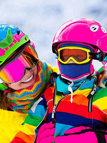 Satinior 2 Pieces Kid Balaclava Hats Windproof Ear Muffs Hats Winter Fleece Warm Hat For Boy Girls (Black, Royal Blue), Medium #TOP5