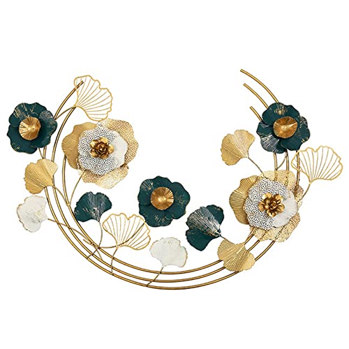 DWJJZ Handgemachte 3D Gingko Blätter Wanddeko Metall, Retro Schmiedeeisen Wanddekoration Wandobjekt Wandschmuck Wandskulpturen ür Wohnzimmer Schlafzimmer, 119 × 60 cm Cover