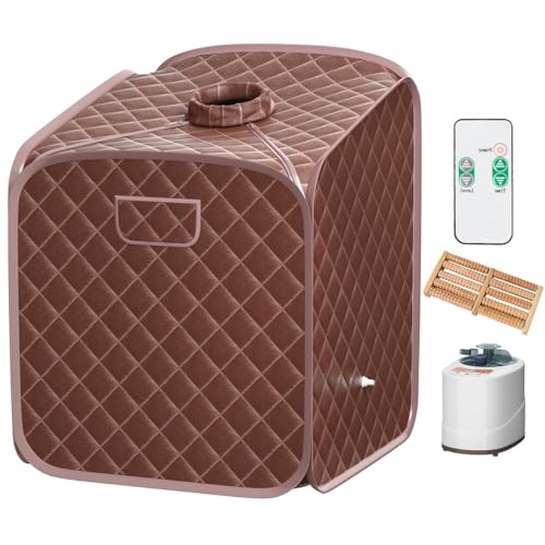RELAX4LIFE Sauna à Vapeur Portable 2L 1000W, Cabine de Sauna Pliable à Domicile avec 9 Températures Ajustables, Tente de Spa avec Rouleau de Massage,...