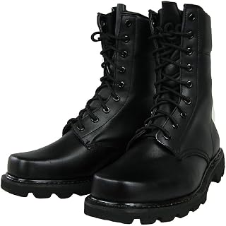 Men Combat Jungle Boots Steel Toe Security Military Police Boot Leather Outdoor Hiking Army Tactical High-top Boots,Black-44