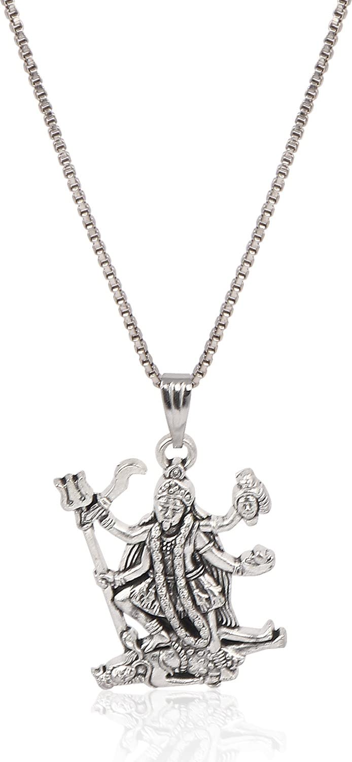 Kali Maa Silver Religious Stainless Steel Pendant Neckpiece Stylish & Fancy Necklace for All Men & Women
