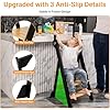 COSYLAND Foldable Toddler Standing Tower - Adjustable Height Folding Step Stool Kid Toddler Kitchen Stool for Learning and Cooking - Ages 18 Months to 6 Years with Safety Net Natural & Charcoal