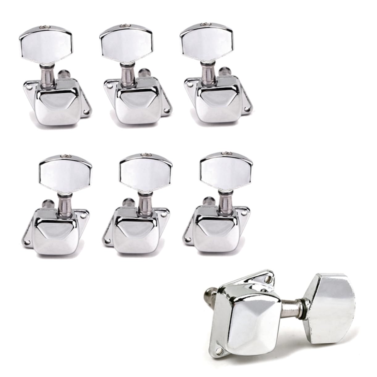 BESPORTBLE 6Pcs Chrome Acoustic Guitar Machine Heads Tuning Pegs for Electric Bass Guitar Lr Design Durable Construction Easy Installation with Ferrules and Screws