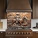 Tempered Glass Backsplash for Kitchen, Cowboy and Dog Glass Backsplash, Copper Look Backsplash for Kitchen Wall, Rustic Kitchen Backsplash, Easy to Install Stove Backsplash