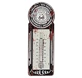 Das Thermometer im Stil der berühmten Straßenschilder ist eine tolle Dekoration für Werkstatt, Bar, Diner, Partykeller etc. Auch ideal als Geschenk für jeden USA und Oldtimer-Fan geeignet!