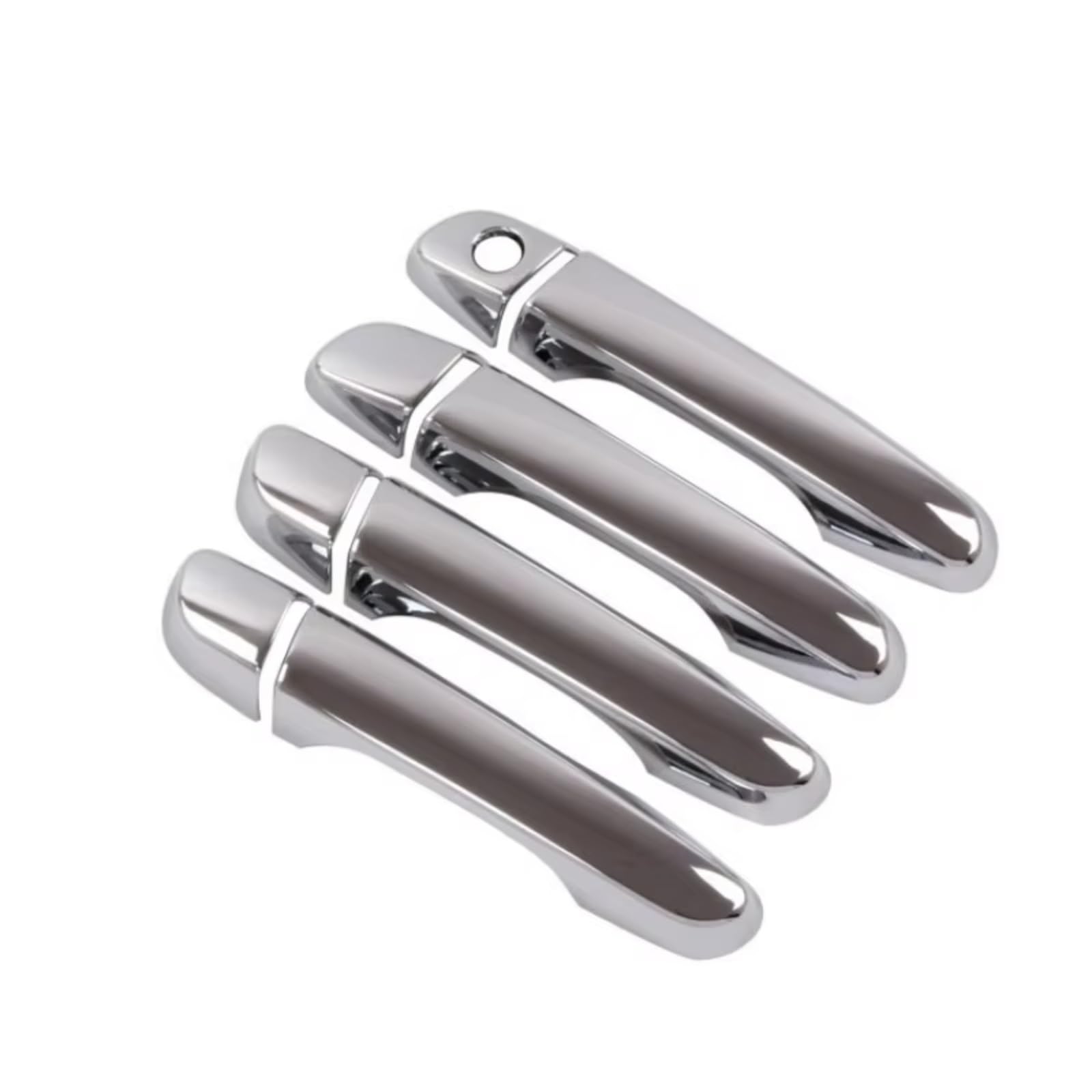 for Hyundai for Creta for Ix25 2015-2019 Chrome Carbon Fiber Door Handle Cover Molding Catch Garnish Overlay Cap Car Exterior Door Handle(Silver Handle)