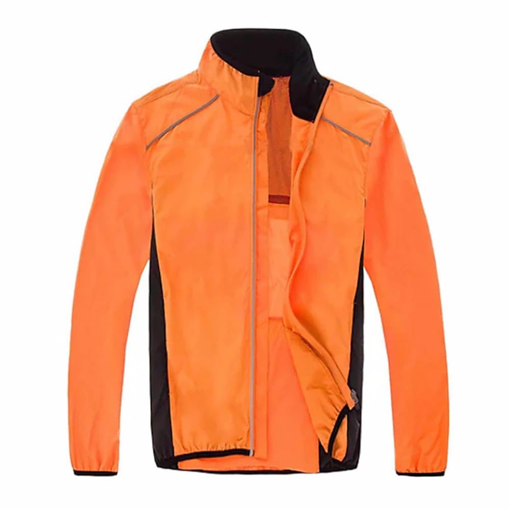 SIDHU Veste De Cyclisme Homme Femme Réfléchissant Imperméable Haute Visibilité Running Veste Légère Respirante VTT Veste Coupe-Vent VTT Maillot pour Cyclisme Course à Pied Jogging,Orange-L