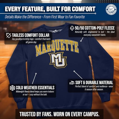 Image of NCAA College Sweatshirt Fleece Crewneck Pullover for Men and Women | Officially licensed NCAA college gameday crewneck pullover - 9 oz fleece lined sweatshirt with arch and logo design