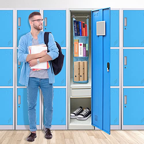 Sutinban 3 Shelf Hanging Locker Organizer For School, Gym, Work,Sturdy & Durable, Adjustable School Locker Shelf 38" *5.5" * 9", Blue With Green Trim #TOP1