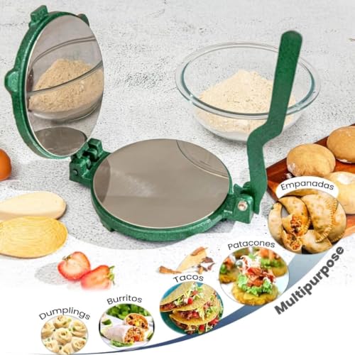 Image of DEEP Cast Iron Roti Maker Machine | 24cm | Chapati Maker Machine | Puri Press Maker | Manual | Stainless Steel Plates | Traditional | Kitchen Utensil for Roti, Chapati, Puri, Papad, Khakhra Maker