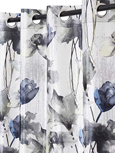 Image of Home Sizzler Abstract Flower 4 Piece Grey Long Door Curtain, 9 feet