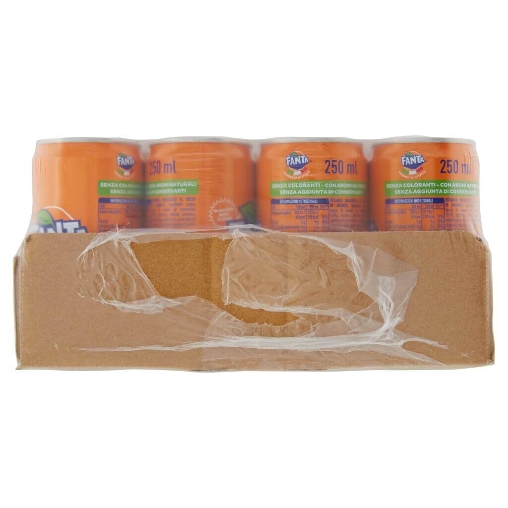48er-Pack Fanta Original,Erfrischendes Alkoholfreies Getränk mit Orangensaft,Einweg-Dose 250ml + 1er-Pack Kostenlos San Benedetto Eistee mit Zitrone Ohne Zucker 330ml Dose