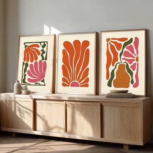 Image of kotart Boho Art Home Decoration Paintings With Frame For Living Room Bed Room Hotel Wall Decor Digital Reprint Set of 3 (13X17 inch)