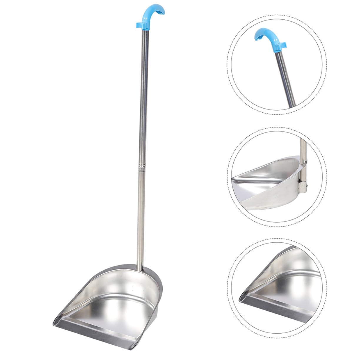 Recogedor de Basura Duradero de Polvo Doméstico, Pala de Limpieza Mango Largo Desmontable, Acero Inoxidable y Plástico, para Cocina y Casa