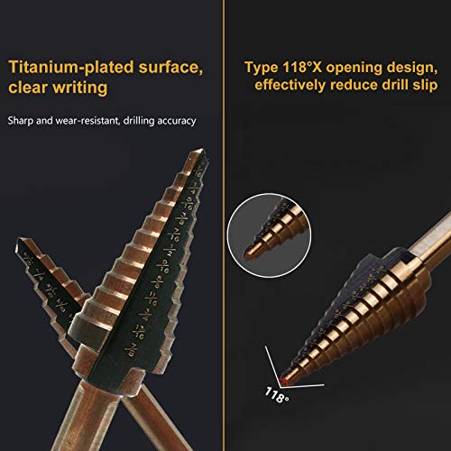 Cnll Conjunto de broca de passo de 5 peças com furos múltiplos broca de aço de alta velocidade total