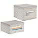 Produktbild mDesign 2-teilige Aufbewahrungsboxen mit Zickzack-Muster - Sortierkasten aus Polypropylen für Decken, Schuhe, Kleidung und Handtaschen - 2 Behälter mit durchsichtigem Vinyl-Fenster - taupe