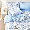 Wake In Cloud - Floral Bedding Set for Girls, Cute Colorful Botanical Flowers Patterned Soft Lightweight Comforter Set with Sheets, 5 Pieces Kids Bed in a Bag, Blue White, Twin Size #2