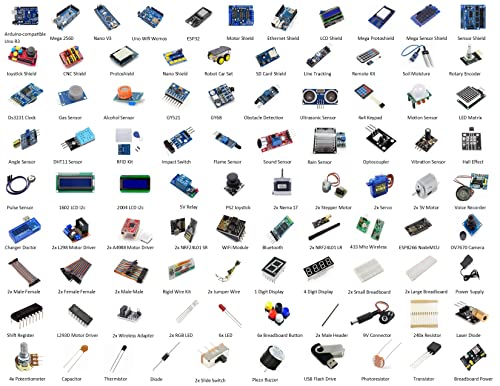 GAR Colossus Starter Kit for Arduino Uno Mega Nano - Complete Advanced Set, 5 Main Boards - 30 Sensors, 10 Shields with ESP32 WiFi + Bluetooth Modules for Wireless Robotics Smart Car - Image 3