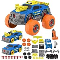 Shawe 3-in-1 Zerlegbares Auto Spielzeug, 46 Teilig Rennauto Bauset mit Elektrische Bohrmaschine DIY Spielzeugautos Lernspiele Kinderspielzeug Geschenk für Kinder Jungen Mädchen ab 3 4 5 6 7 8 Jahre