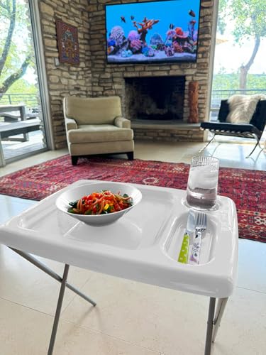 Image of Folding TV Tray Table, Portable, Sturdy, White (Set of 2)